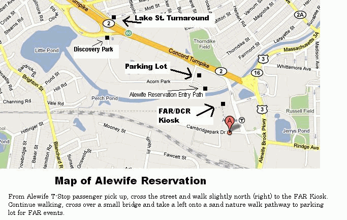 map of Alewife Reservation with directions
